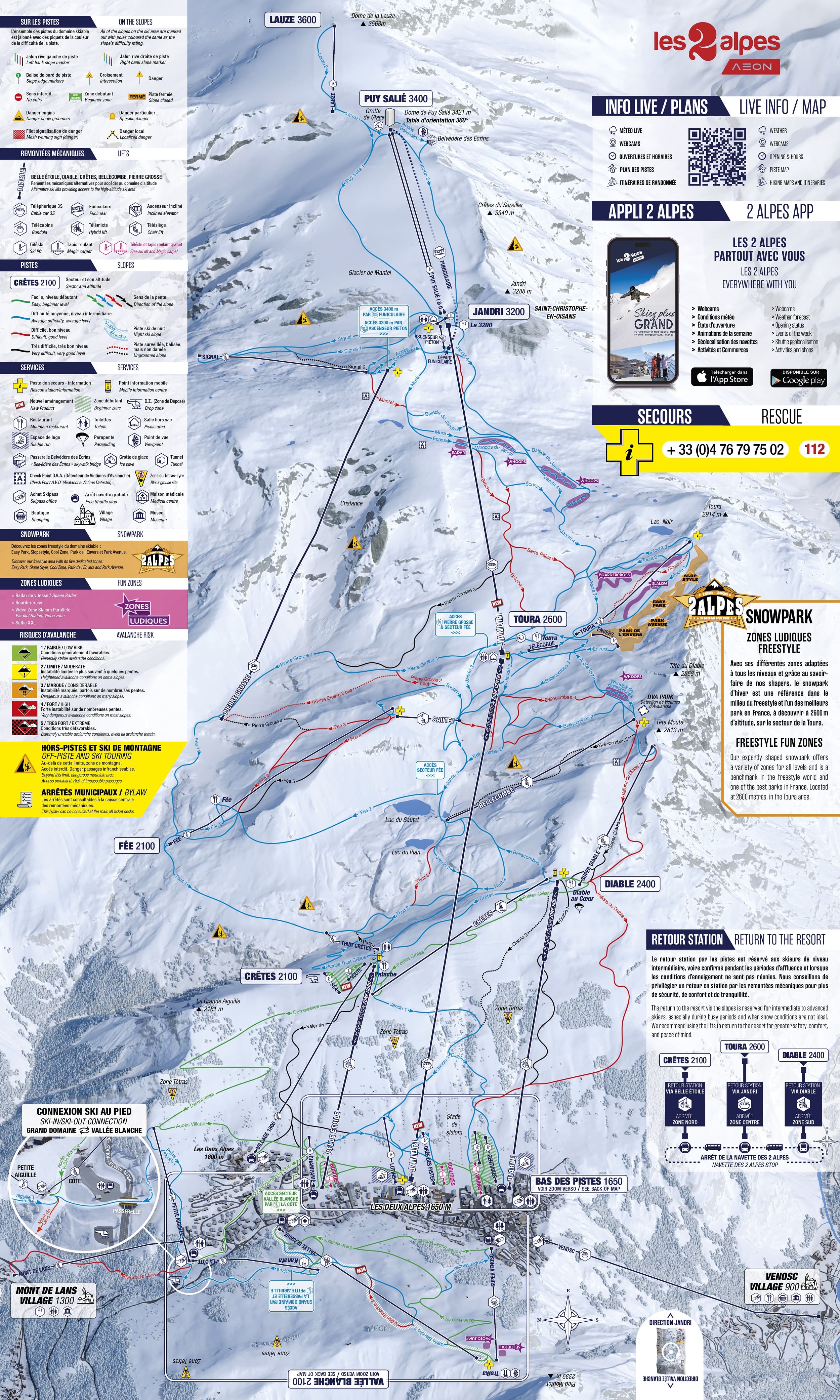 Plans des pistes Les 2 Alpes